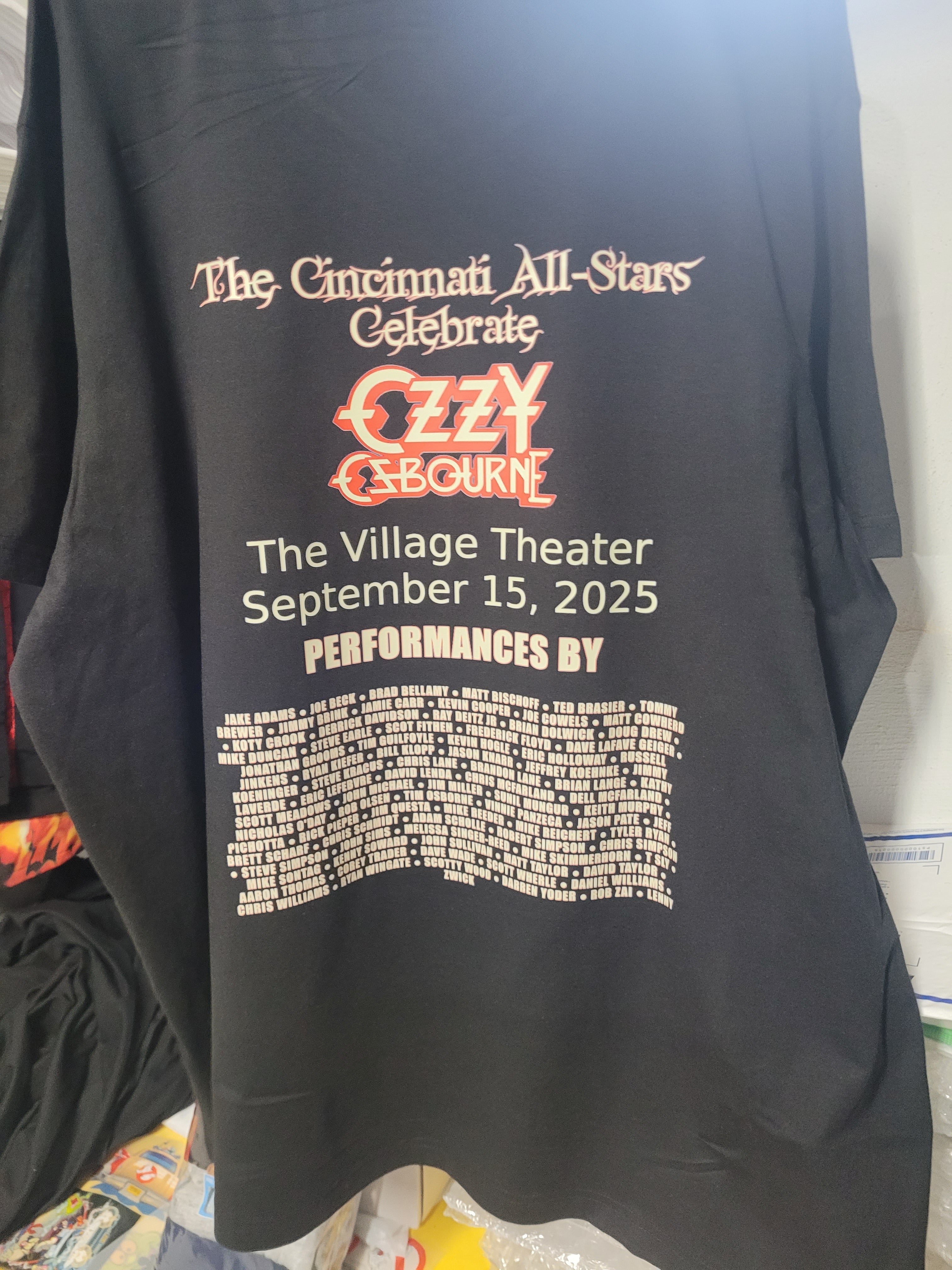 Cincinnati All-Stars Ozzy Osbourne Tribute Show Parkinsons Fundraiser Shirt